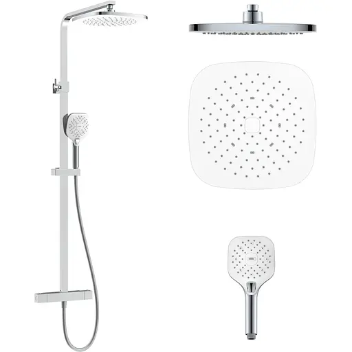 Душова система із термостатом Imprese Centrum LT верхній душ 255 мм ABS квадрат хром T-15260LT, Хром - фото 1