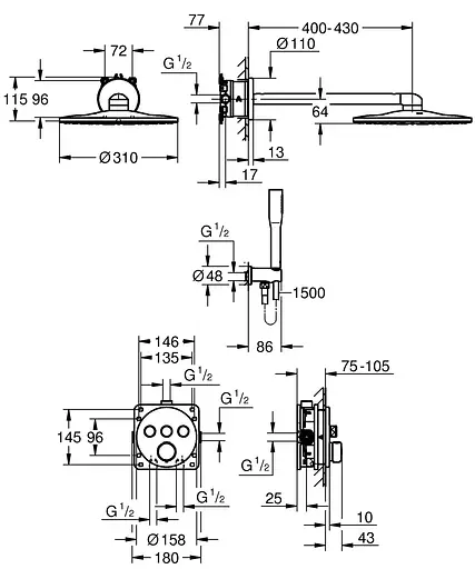 Душевая система скрытого монтажа Grohe QuickFix Precision Smartcontrol с Vitalio SmartActive 310 34874000, Хром - фото 9