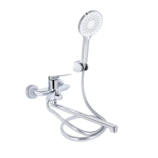 Смеситель для ванны Qtap Vlasta New с длинным поворотным изливом (c душевым гарнитуром) QTVLA260CRM45644 Chrome - фото 1