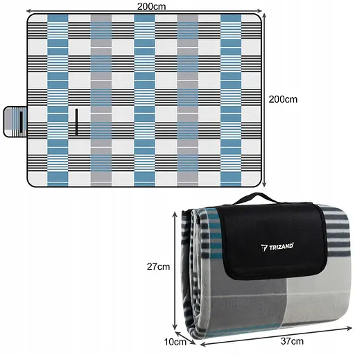 Великий флісовий водонепроникний килимок TRIZAND 21077 200x200 см для пікніка пляжу та кемпінгу з алюмінієм - фото 2