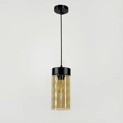 Підвісний світильник Scandinavia із янтарним плафоном Ø12х20 см | Арт. 11295/1 BK+AM | Line F - фото 1