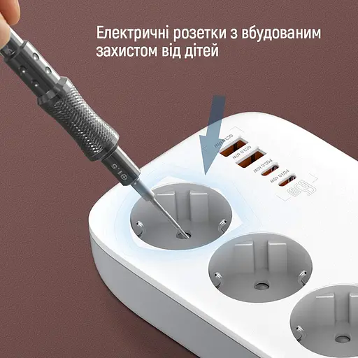 Мережевий фільтр-подовжувач СolorWay 3 розетки/4USB GaN3 Pro PD (2USB-A + 2 TYPE-C) (65W) 2 м (CW-CHE34PDW) - фото 9