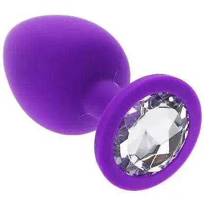 Силіконова анальна пробка з кристалом SKN-KSIL-02M (розмір M), Фіолетовий - фото 2