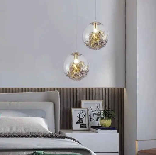 Підвісний світильник з прозорим плафоном кулею з флористичними мотивами Line.F Діаметр плафону 20 см - фото 7