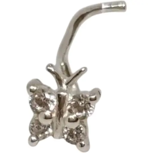 Серебряная серьга-пирсинг в нос Dear. 1041.1С Белый