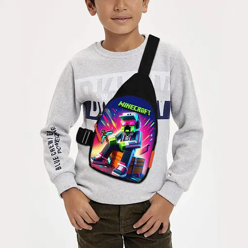 Сумка через плече дитяча Minecraft Кріпер з киркою 29х17 см сумка слінг для хлопчика (02104)