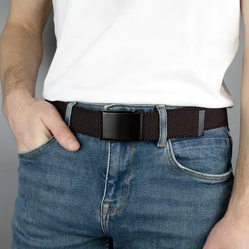 Ремінь-гумка чоловічий на затиску PS-40023 (115 см) коричневий плетений - фото 5