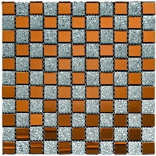 Мозаика зеркальная Wall Sticker 298х298х4.5мм Серый+оранж SW-00002361