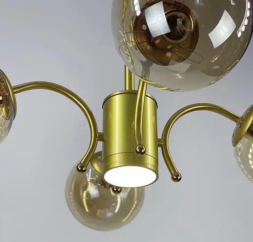 Стельова люстра на 4 або 6 плафони в корпусі золотистого кольору Line.F Кількість ламп 4 - фото 4