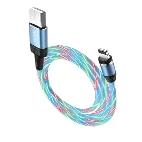 Магнитный кабель Hoco U90 Lightning USB Magnet Cable голубой - фото 2