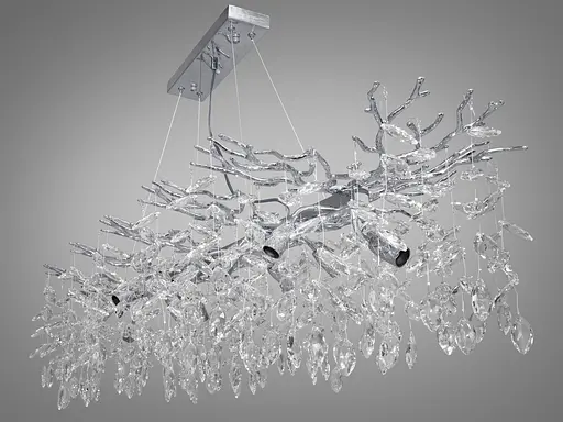 Гармонійна підвісна кришталева люстра витягнутої форми, 12 ламп, хром - фото 2