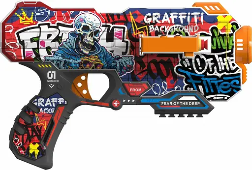 Пистолет BH151 Turbo & Fast с барабаном на батарейках, с мягкими патронами 12 шт "Граффити" (7955235593151) - фото 1
