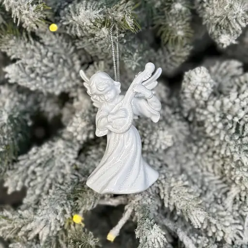 Новорічна підвіска MIS LT Янгол з бандурою великий 6х4,5х10 см білий - фото 2