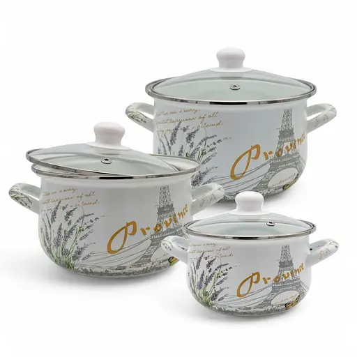 Набор кастрюль Verona эмалированные с крышками 1.6 л, 2.3 л, 3 л (VR-0001-03) - фото 2