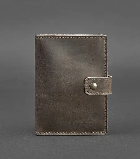 Шкіряна обкладинка для паспорта 5.0 (з віконцем) темно-коричнева - фото 1