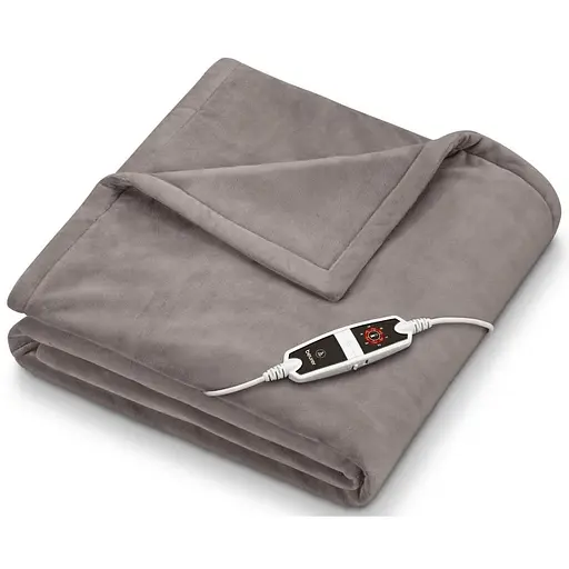 Beurer Електроковдра, 200х150см, 150Вт, 6 режимів, фліс, сірий