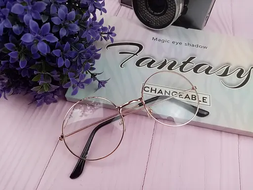 Іміджеві окуляри круглі з прозорими склами золоті - фото 2