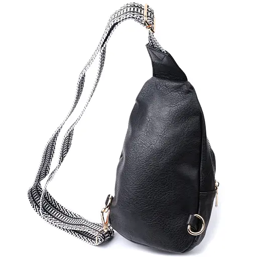 Женская сумка через плечо Vintage из экокожи с акцентом на текстильную лямку 15х25х5 см sum0026956 - фото 2