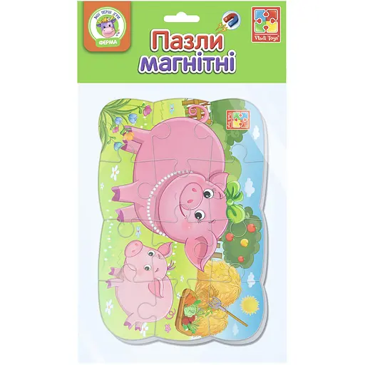 Пазли на магніті Vladi Toys А5 Свиня і порося 12 елементів  укр VT3205-77