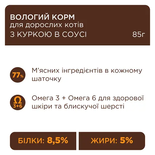 Вологий корм з куркою в соусі для дорослих котів Club 4 Paws Premium 0.085 кг - фото 4