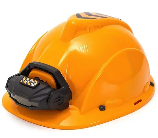 Дитячий ігровий набір бензопила з каскою та ліхтарем на батарейках з ефектами у коробці Power Tools Жовтий - фото 5