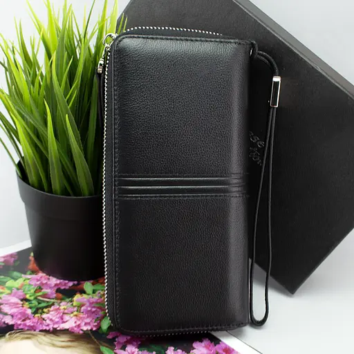 Гаманець жіночий шкіряний De Eesse LC14621-GD01 великий з ручкою чорний - фото 2