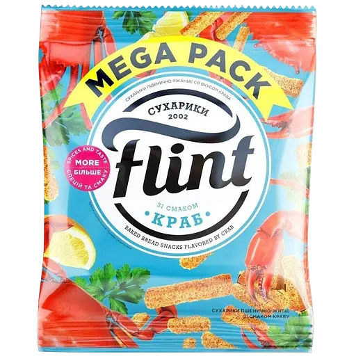 Набор: Сухарики Flint Пшенично-ржаные со вкусом краба 100 г + Гренки ржано-пшеничные Flint Craft Bars Чеснок 80 г - фото 2
