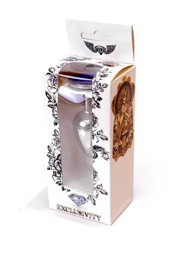 Металева анальна пробка з кристалом Boss Jewellery Silver Plug Dark 7 см (синій) - фото 8