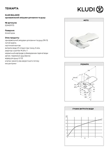 Смеситель для ванны Kludi Balance 524459175 белый - фото 4