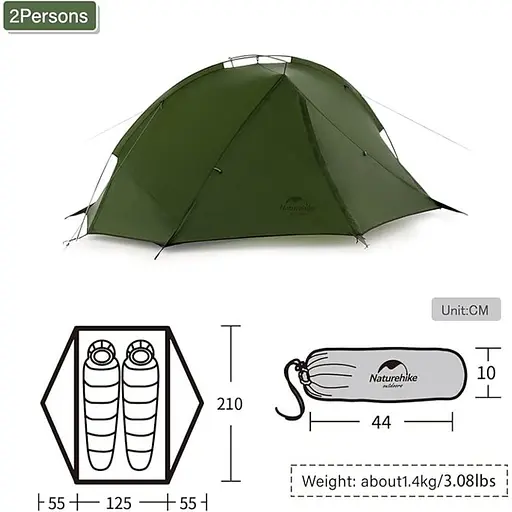 Двомісний легкий намет Naturehike Tagar NH17T180-J (Темно-зелений) - фото 7