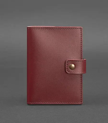 Шкіряна обкладинка для паспорта 5.0 (з віконцем) бордова Краст - фото 1