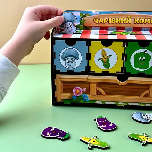 Настольная игра Ubumblebees Овощи -1 PSD007 сортер-комодик деревянная - фото 10