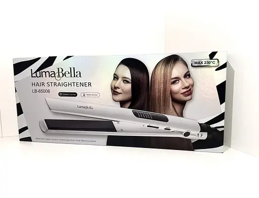 Випрямляч для волосся Luma Bella LB-65006 керамічні пластинки регулювання температури, швидке нагрівання до 230°С Білий - фото 4