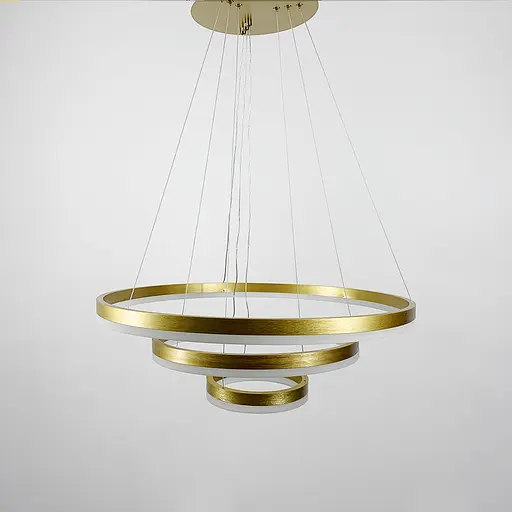 Cучасна люстра на три кільця у золотому каркасі Line.F Діаметр 80+60+40 см - фото 6