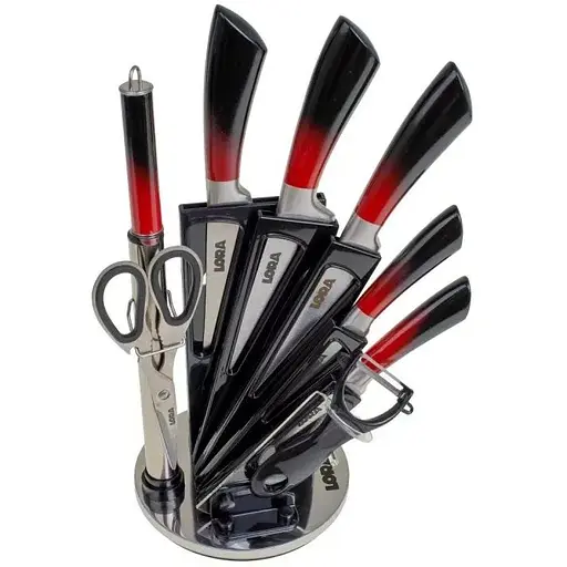 Набір ножів з підставкою 9 шт. Black+Red (NS41SETKN)