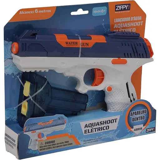 Дитячий водяний пістолет Zippy, пускова установка для водяного пістолета Agua Shoot Electric 21 см зі шлангом - синій та білий - фото 7