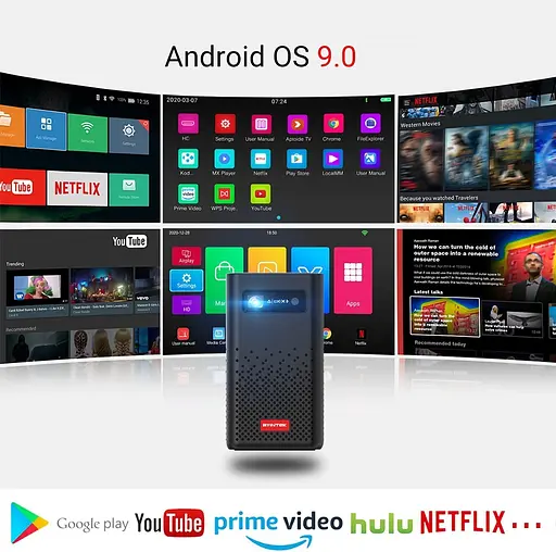 Портативный карманный проектор Byintek P20 с WiFi, поддержка 4K 3D, аккум на 7200 mAh - фото 4