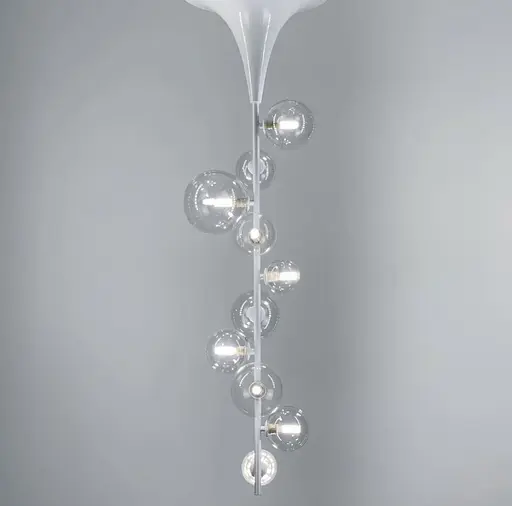 Оригінальна люстра в видовженому білому корпусі з прозорими плафонами Line.F CA 15-10 - фото 5