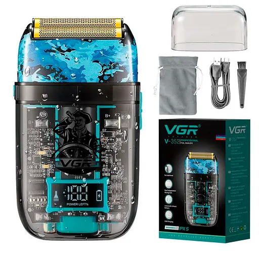 Електробритва акумуляторна шейвер VGR V-352 IPX5 з подвійним лезом + LCD дорожня сумка - фото 6