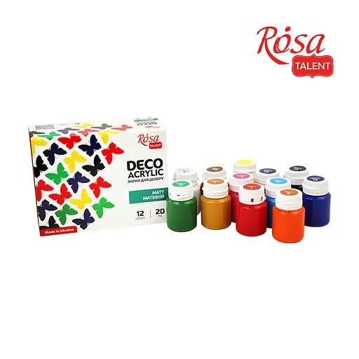 Акрилові фарби Rosa для декору матові 12 кол по 20 мл (4823098511717) - фото 2