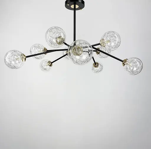 Стельова люстра в чорному корпусі на 10 ламп Line.F Колір фурнітури хром - фото 1