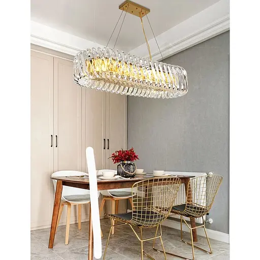 Унікальна підвісна видовжена люстра 100х23х32 см | Line F | Арт. D3008-L1000 GD+CL - фото 8