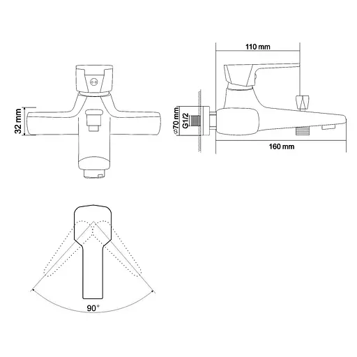 Змішувач для ванни RJ Rock хром RBZ078-3 Хром - фото 2