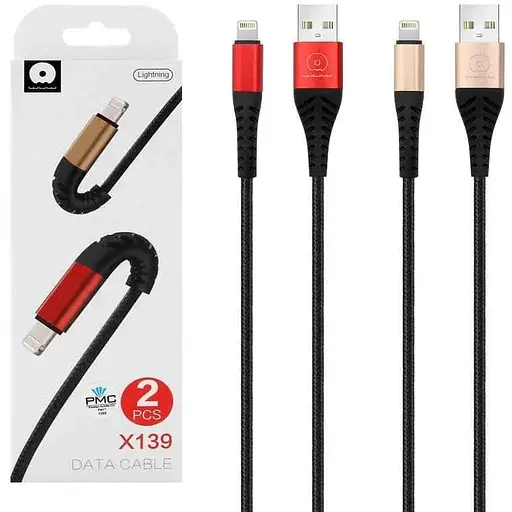 Кабель WUW X139 Lightning Черный 2psc Gold / Красный