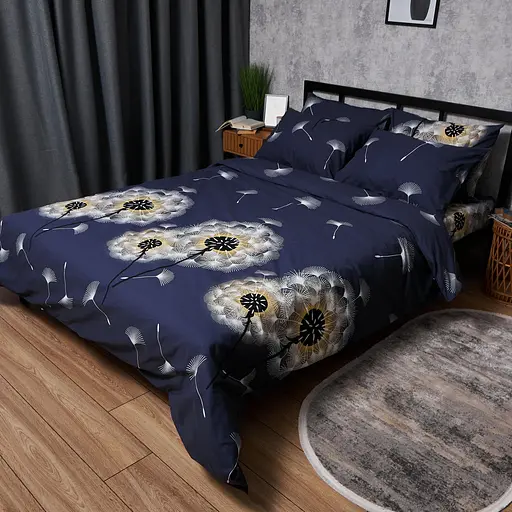 Комплект постельного белья Moon&Star Бязь Gold Люкс Dandelion Night King Size 220x240 наволочки 4х70х70 - фото 1