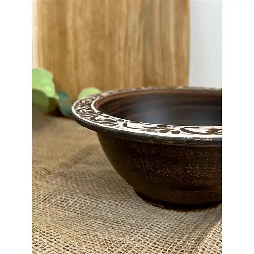 Миска для галушок керамічна (глиняна) різьблена Ангоб 700 мл - фото 7