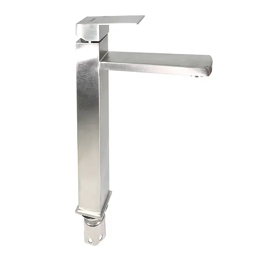 Смеситель для умывальника высокий гусак гайка Ø35 Frap 1/10 F10802-2 Нержавеющая сталь - фото 1