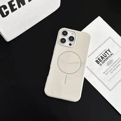 Чехол для iPhone 16e с MagSafe, защитный, глянцевый, с мягкой подкладкой, бежевый - фото 3