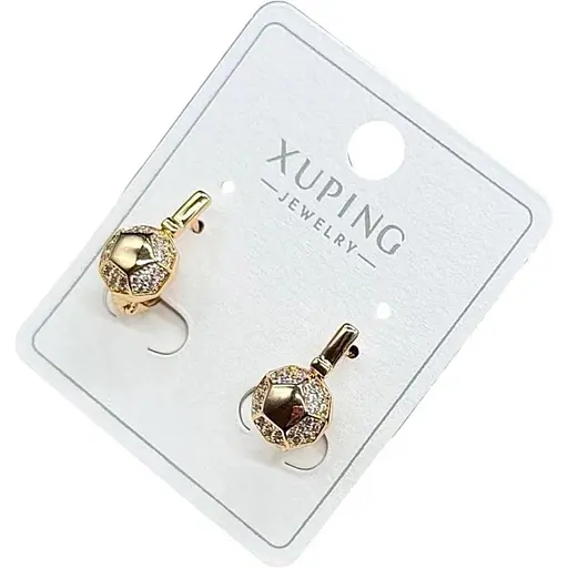 Сережки Xuping з підвісним елементом і камінцями гіпоалергенне медичне золото - фото 1