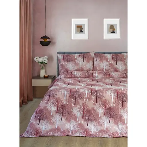 Комплект постільної білизни Iris Home Wood Сімейний Теракотовий 000165364
